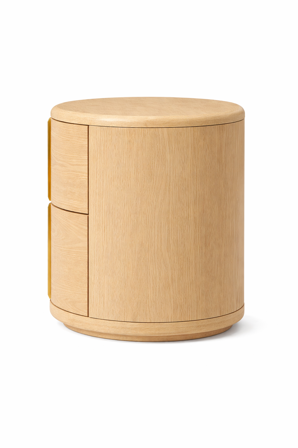 Gasolina Light Oak Veneer Round Bedside Table | Contemporary Designer Nightstand