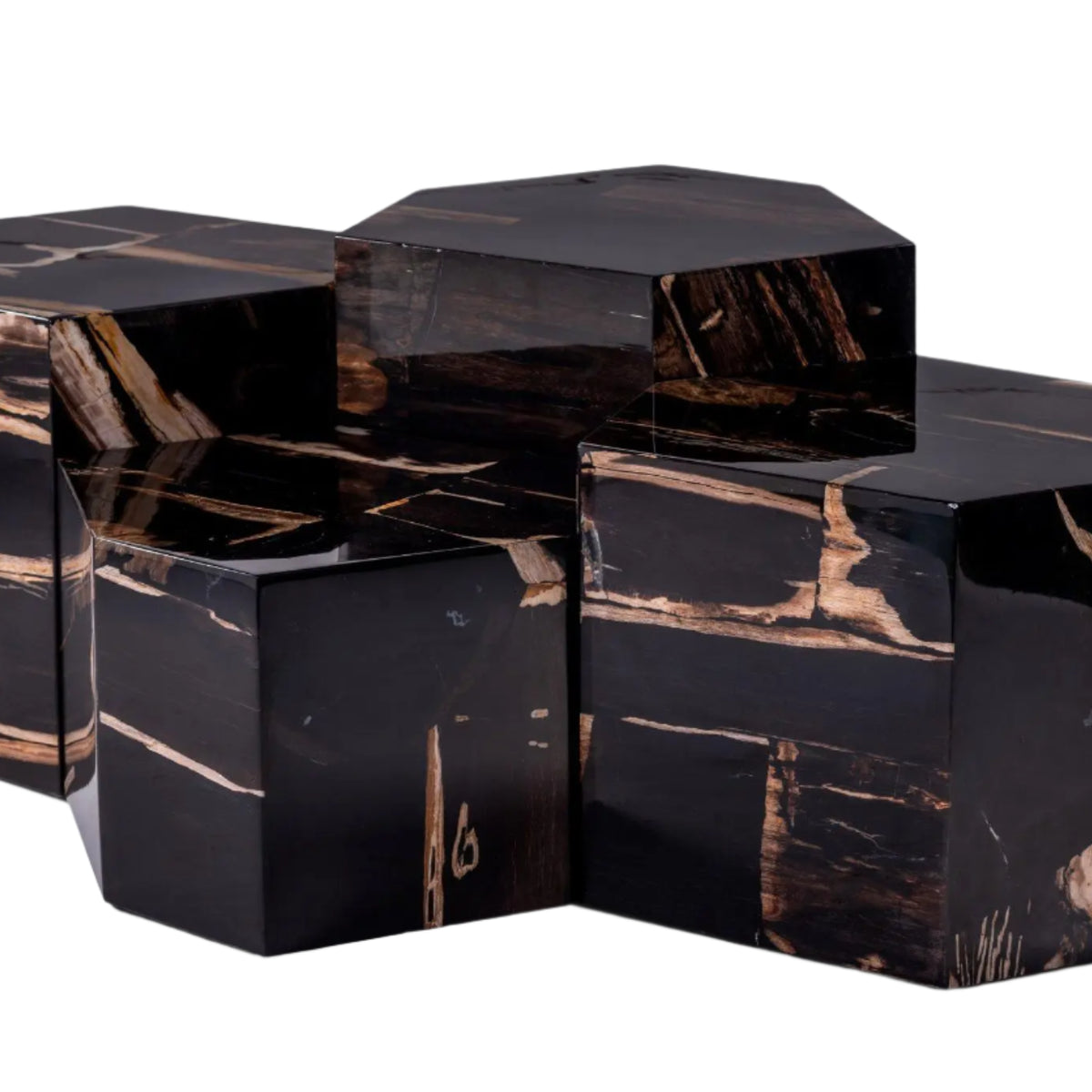 Quattro Modular Petrified Wood Coffee Table Set — Luxe Neutral Collect ...