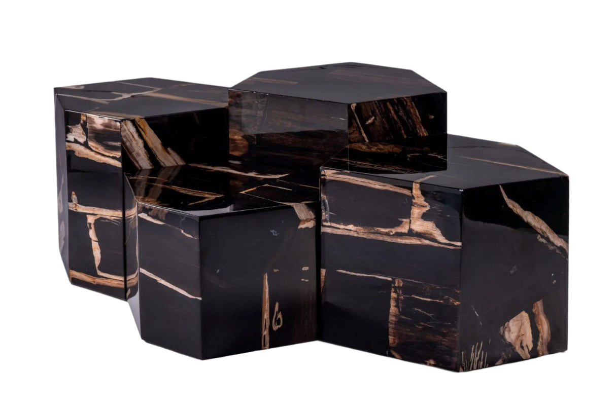 Quattro Modular Petrified Wood Coffee Table Set — Luxe Neutral Collection, Cocolea, , ,