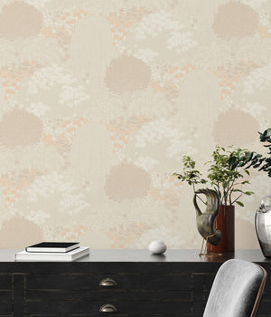 Weeping Tree wallpaper in Cream by Natty & Polly, full pattern view