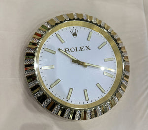 Gold Polished Minimalist Decorative Wall Clock | 35cm Quartz – Luxury Logo Style - customisable with or without Genuine Swarovski Crystal, Cocolea, , ,