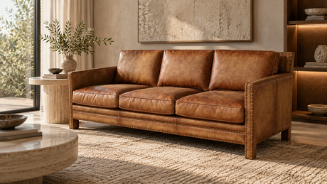 Scabrous Distressed Brown Leather Lounge - 3 seat, Cocolea, , ,