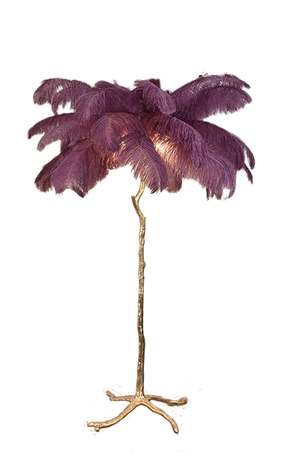 Ostro Genuine Ostrich Feather Brass Floor Lamp, Cocolea, , ,