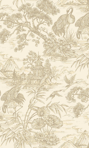 Natoru wallpaper in Cream by Natty & Polly, full pattern view