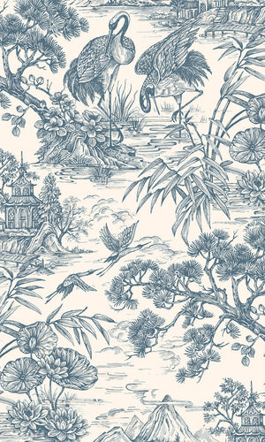 Natoru wallpaper in Navy / Cream by Natty & Polly, full pattern view