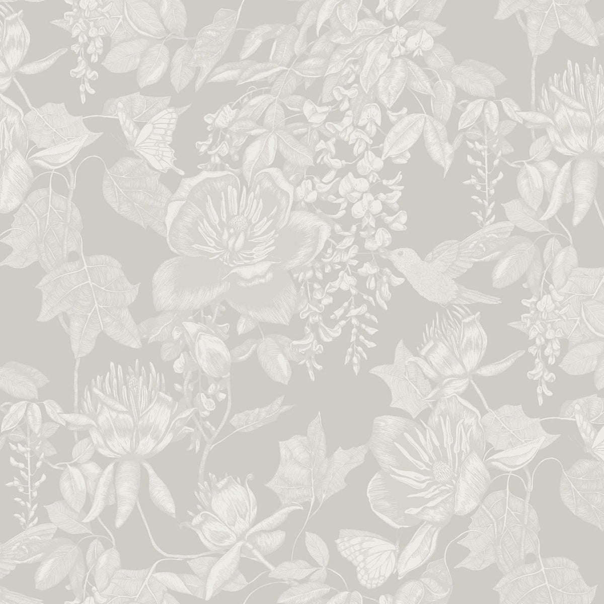 Tivoli Wallpaper, Cocolea Natty & Polly, Grey, Per roll (53 cm × 10 m),