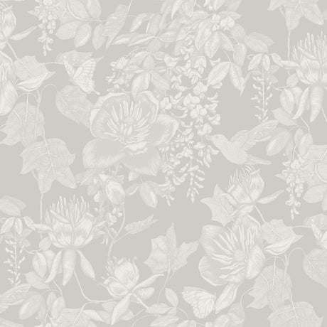 Tivoli wallpaper in Grey by Natty & Polly, styled in an interior