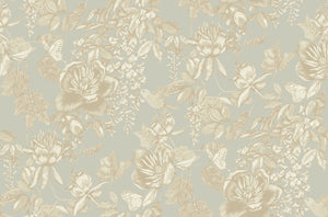 Tivoli Wallpaper, Cocolea Natty & Polly, Old Olive / Gold, Per roll (53 cm × 10 m),