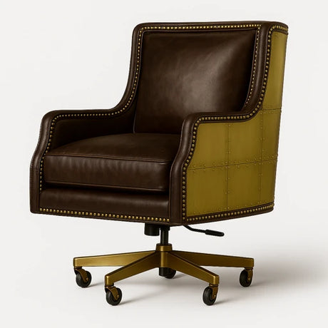 The Lexington Brass-Back Executive Chair — Leather, Cocolea, , ,