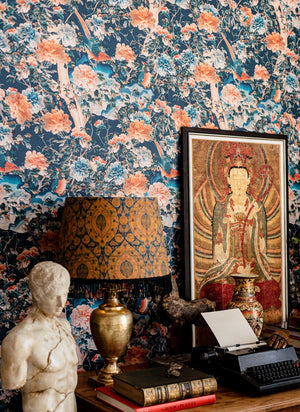 A Manchurian Night Wallpaper in Blue, Cocolea Natty & Polly, Per roll (52 cm × 9 m), ,