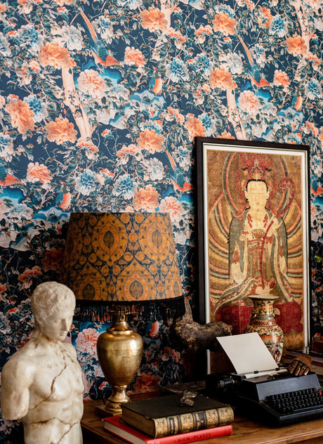 A Manchurian Night Wallpaper in Blue, Cocolea Natty & Polly, Per roll (52 cm × 9 m), ,