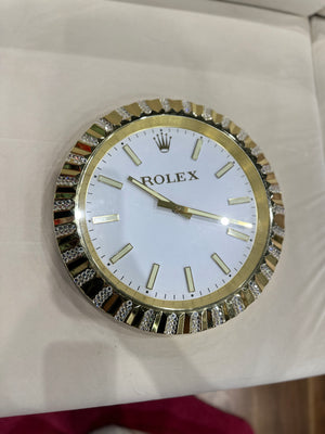 Gold Polished Minimalist Decorative Wall Clock | 35cm Quartz – Luxury Logo Style - customisable with or without Genuine Swarovski Crystal, Cocolea, , ,