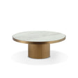 Maison Debrah Montauk round Jazz white marble coffee table on brushed brass base