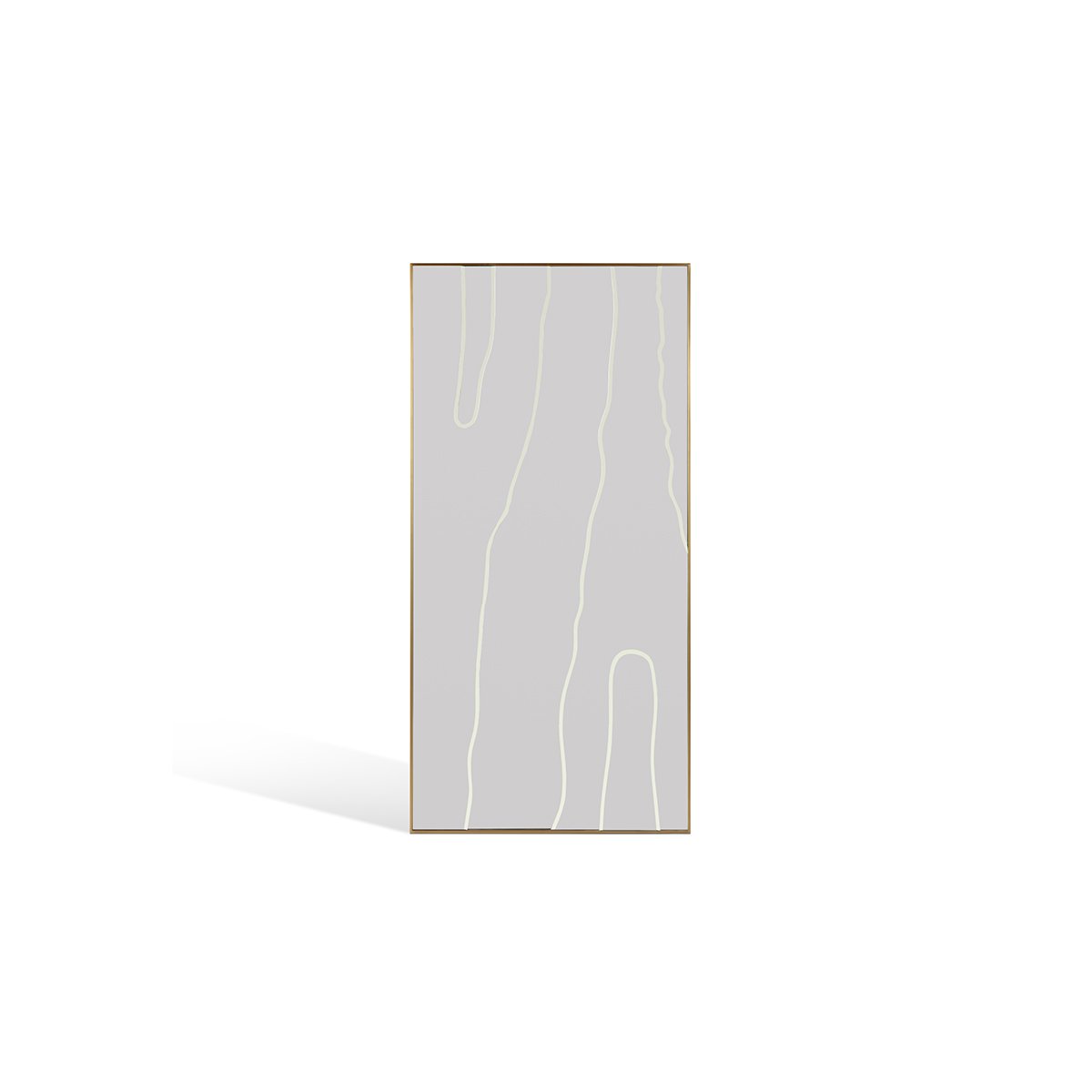 Maison Debrah Wexor full-length rectangular mirror with etched linear pattern and slim brass frame