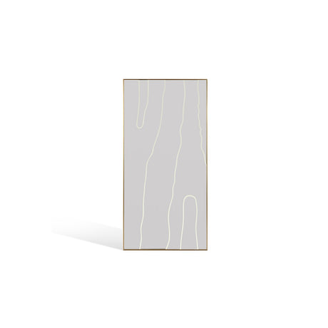 Maison Debrah Wexor full-length rectangular mirror with etched linear pattern and slim brass frame