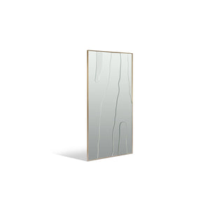 Maison Debrah Wexor full-length rectangular mirror with etched linear pattern and slim brass frame — view 2