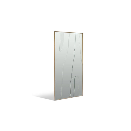 Maison Debrah Wexor full-length rectangular mirror with etched linear pattern and slim brass frame — view 2