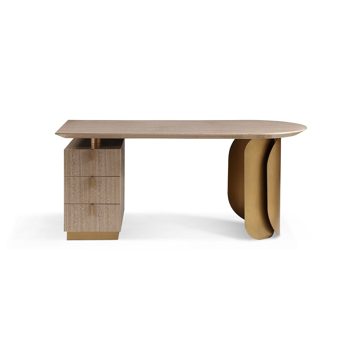 Ebrovia Polished Veneer Desk with Brushed Brass Frame, Maison Debrah, , ,
