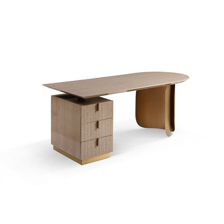 Ebrovia Polished Veneer Desk with Brushed Brass Frame, Maison Debrah, , ,