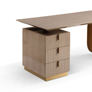 Ebrovia Polished Veneer Desk with Brushed Brass Frame, Maison Debrah, , ,