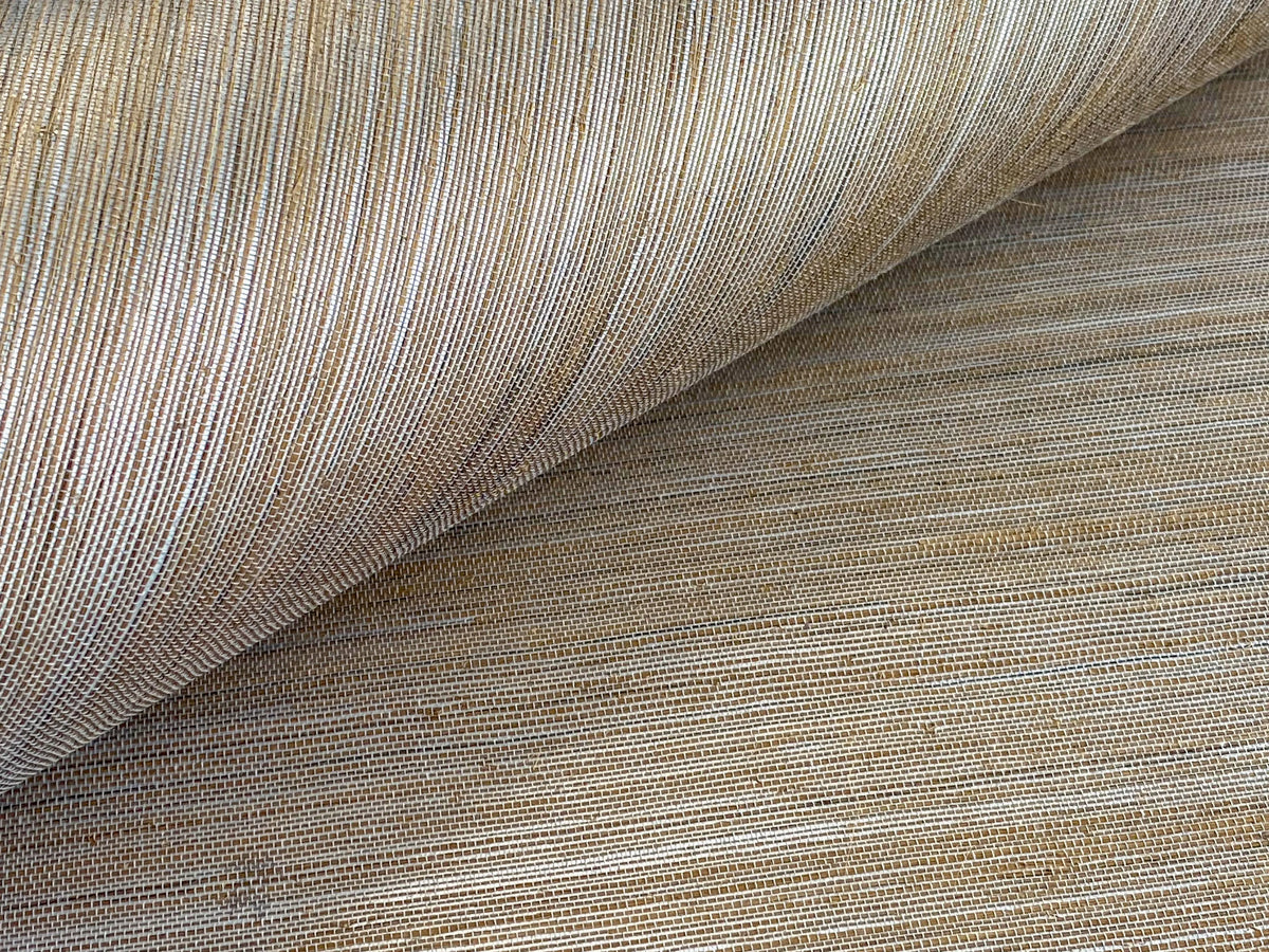 Luxe Tan & Charcoal Sisal Woven Wallpaper by Olive et Oriel