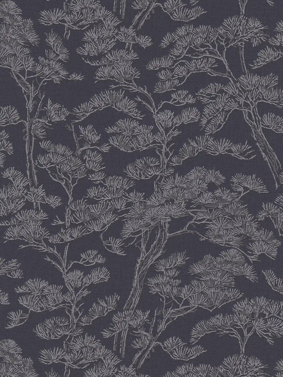 Rococo wallpaper in Charcoal Blue by Natty & Polly, full pattern view