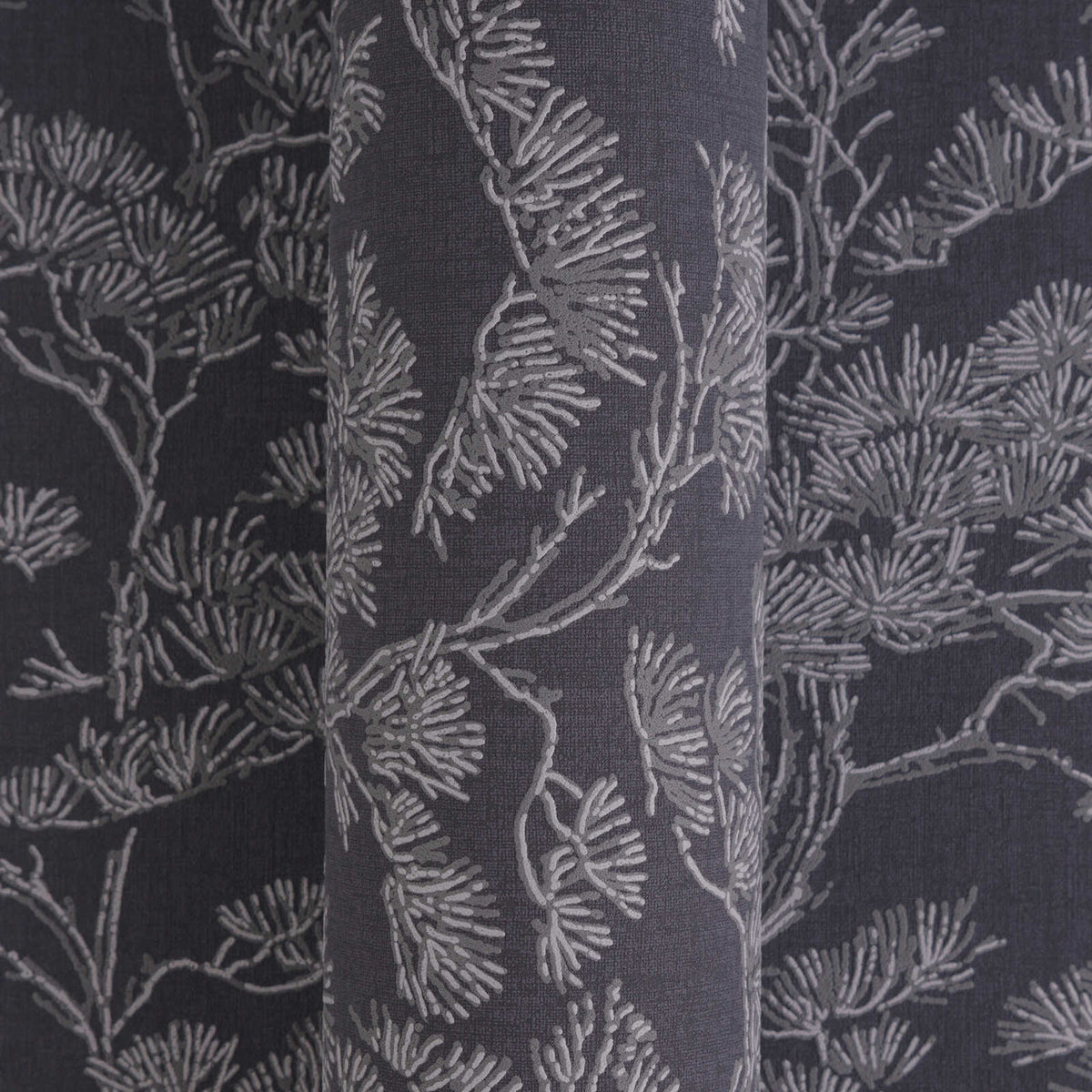 Rococo wallpaper in Charcoal Blue by Natty & Polly, styled in an interior