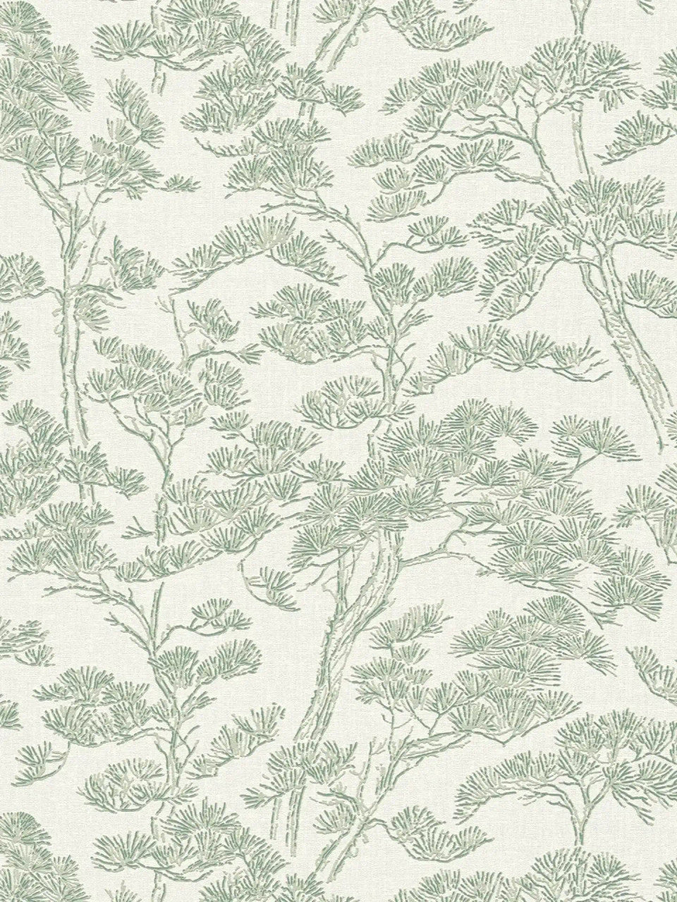 Rococo wallpaper in Green / White by Natty & Polly, full pattern view