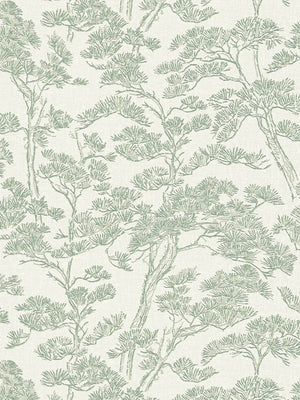 Rococo wallpaper in Green / White by Natty & Polly, full pattern view