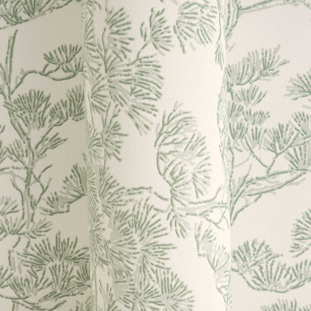 Rococo wallpaper in Green / White by Natty & Polly, styled in an interior