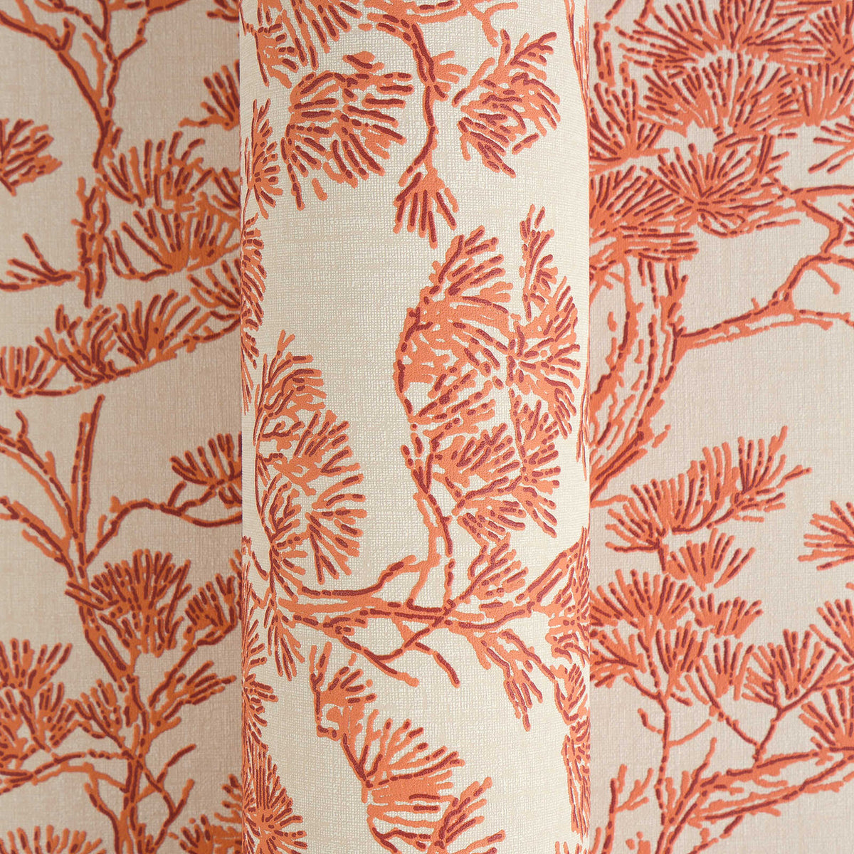 Rococo wallpaper in Coral / Sand by Natty & Polly, styled in an interior