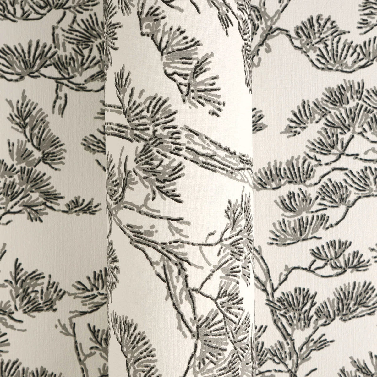 Rococo wallpaper in Black / White by Natty & Polly, styled in an interior