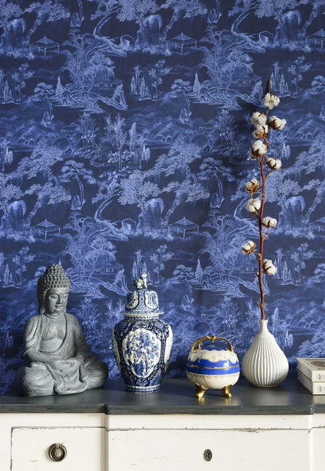 Asian Scenery wallpaper by Natty & Polly, full pattern view