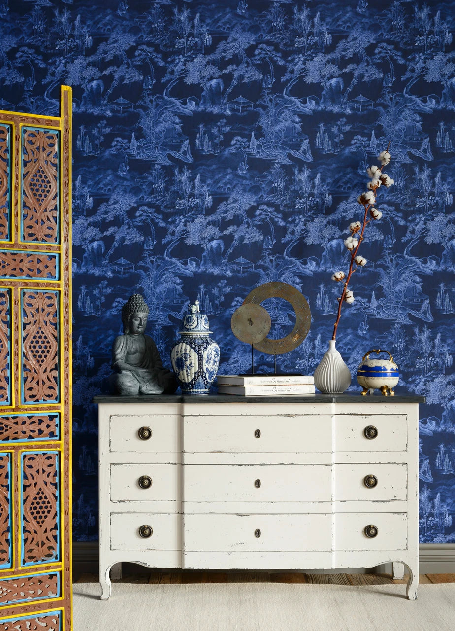 Asian Scenery wallpaper by Natty & Polly, full pattern view