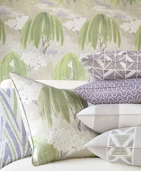 Willow Tree wallpaper in Beige by Natty & Polly, styled in an interior