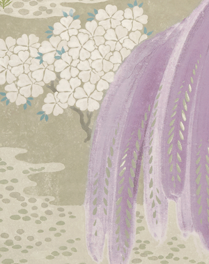 Willow Tree wallpaper in Lavender by Natty & Polly, full pattern view