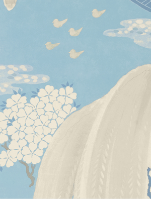 Willow Tree wallpaper in Soft Blue by Natty & Polly, full pattern view