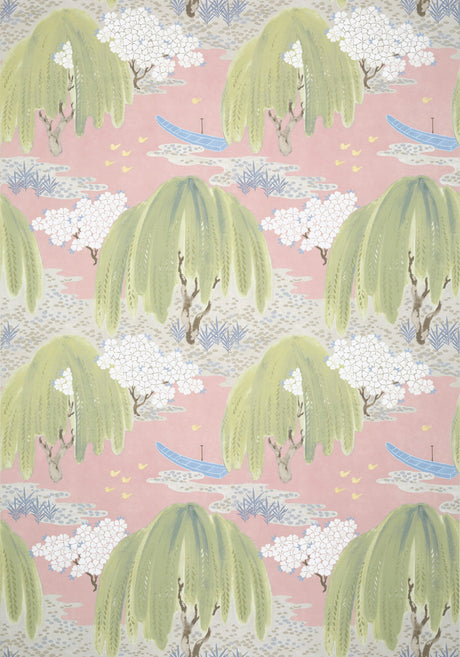 Willow Tree wallpaper in Blush by Natty & Polly, close-up of the pattern and texture