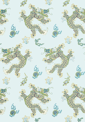 Dragon Dance Wallpaper, Cocolea Natty & Polly, Spa Blue, Per roll (68.6 cm × 10 m),