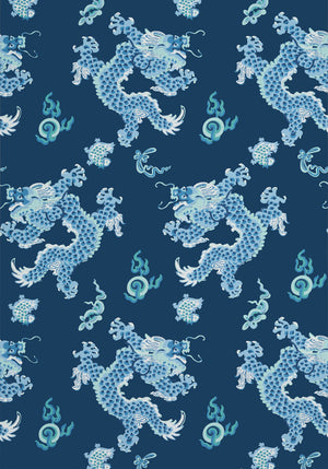 Dragon Dance Wallpaper, Cocolea Natty & Polly, Navy, Per roll (68.6 cm × 10 m),