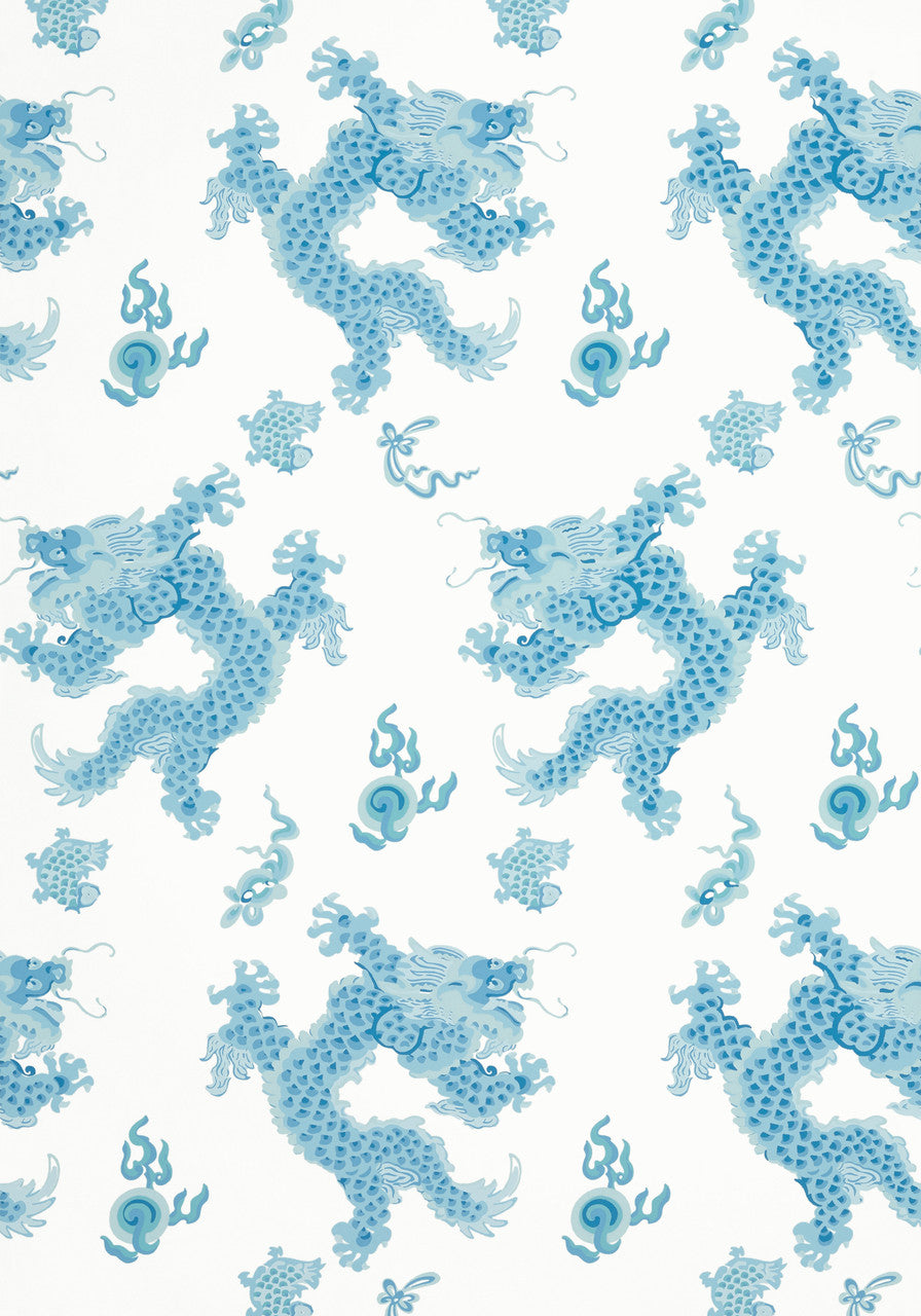 Dragon Dance Wallpaper, Cocolea Natty & Polly, Blue, Per roll (68.6 cm × 10 m),