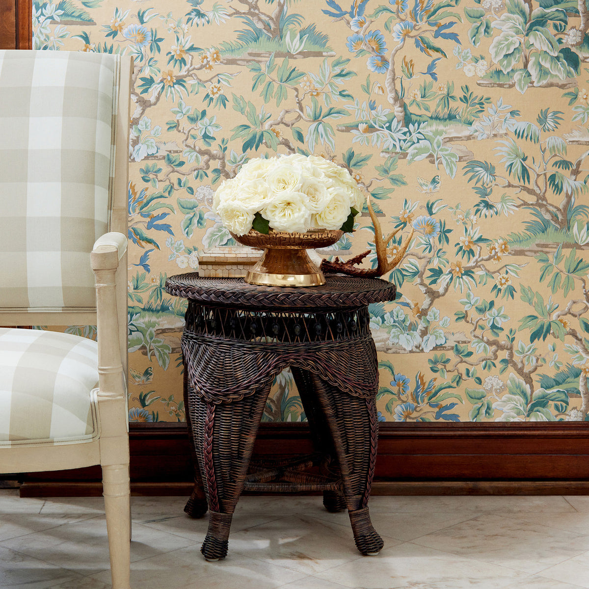 Elwood Wallpaper, Cocolea Natty & Polly, Soft Gold, Per roll (68.58 cm × 10 m),