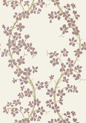 St. Albans Grove wallpaper in Ivory / Pink by Natty & Polly, close-up of the pattern and texture