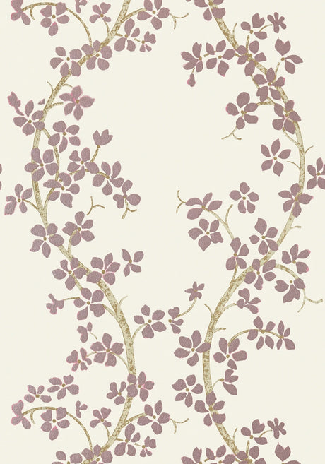 St. Albans Grove wallpaper in Ivory / Pink by Natty & Polly, close-up of the pattern and texture