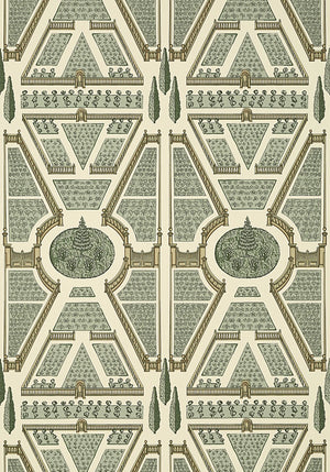 Aerial Garden Wallpaper, Cocolea Natty & Polly, Sage, Per roll (68.6 cm × 10.06 m),