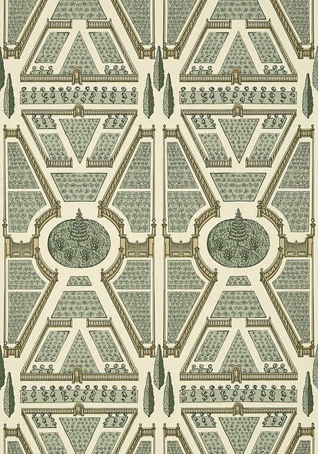 Aerial Garden wallpaper in Sage by Natty & Polly, close-up of the pattern and texture