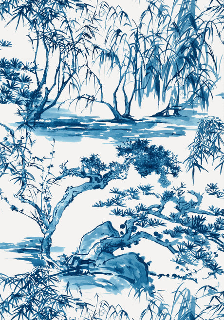 Kyoto wallpaper in Navy by Natty & Polly, close-up of the pattern and texture