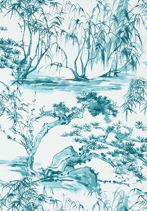 Kyoto wallpaper in Robins Egg by Natty & Polly, close-up of the pattern and texture