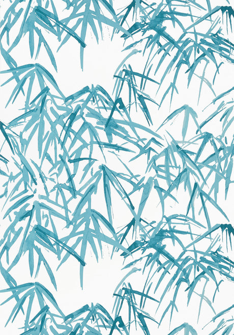Kyoto Leaves wallpaper in Robins Egg by Natty & Polly, close-up of the pattern and texture