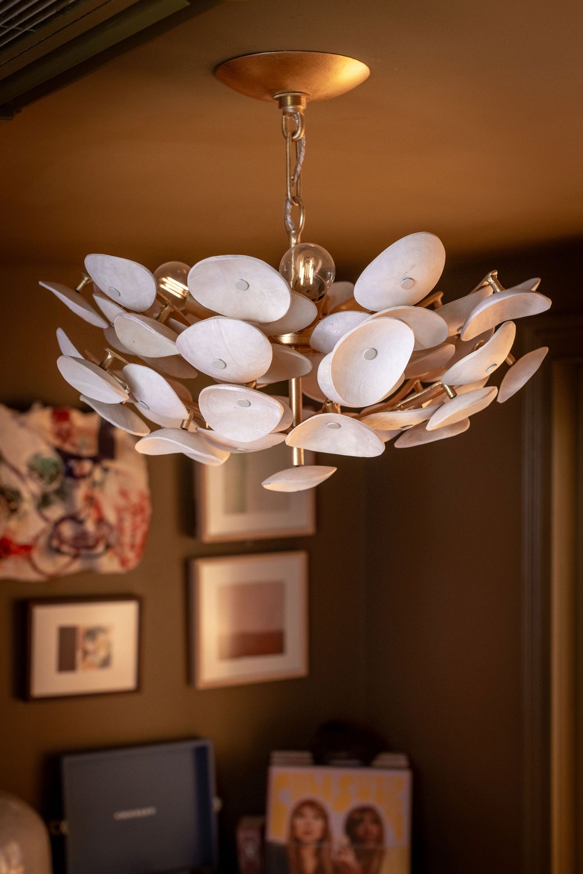 Aimi 3-Light Semi Flush in Vintage Gold Leaf, Corbett Lighting, , ,